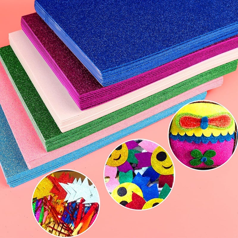 Mluchee 10 Sheets Glitter Paper Sheet for Crafts, A4 Cardstock Paper Self-adhesive Paper for New Year Thanksgiving Christmas Decor, Construction Scrapbook Decoration (Pink) - Image 5